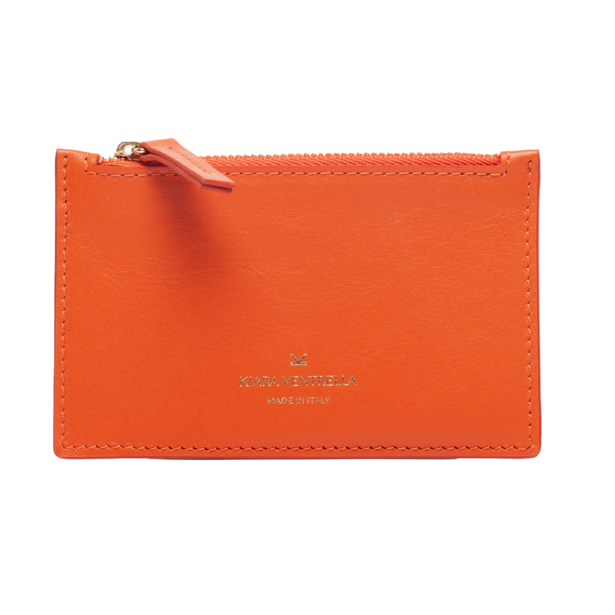 Back view: Card Case Slim Smooth Orange leather (Toasted Orange)