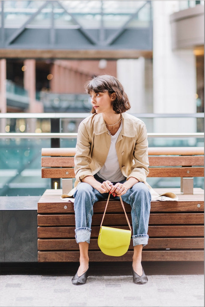 ARIANA WAVE SADDLE BAG - CHARTREUSE