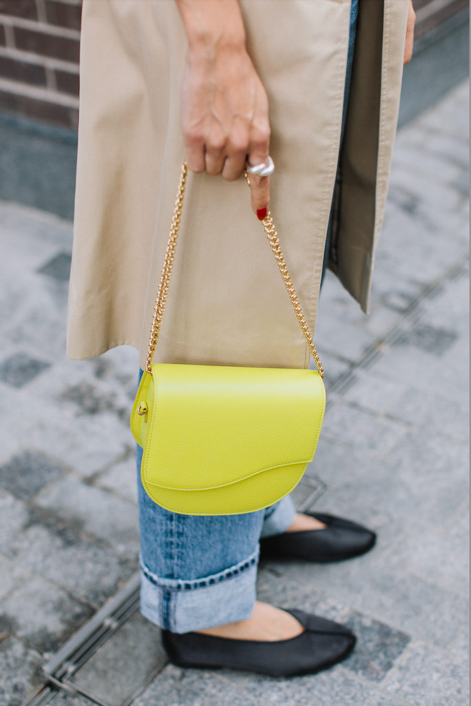 ARIANA WAVE SADDLE BAG - CHARTREUSE